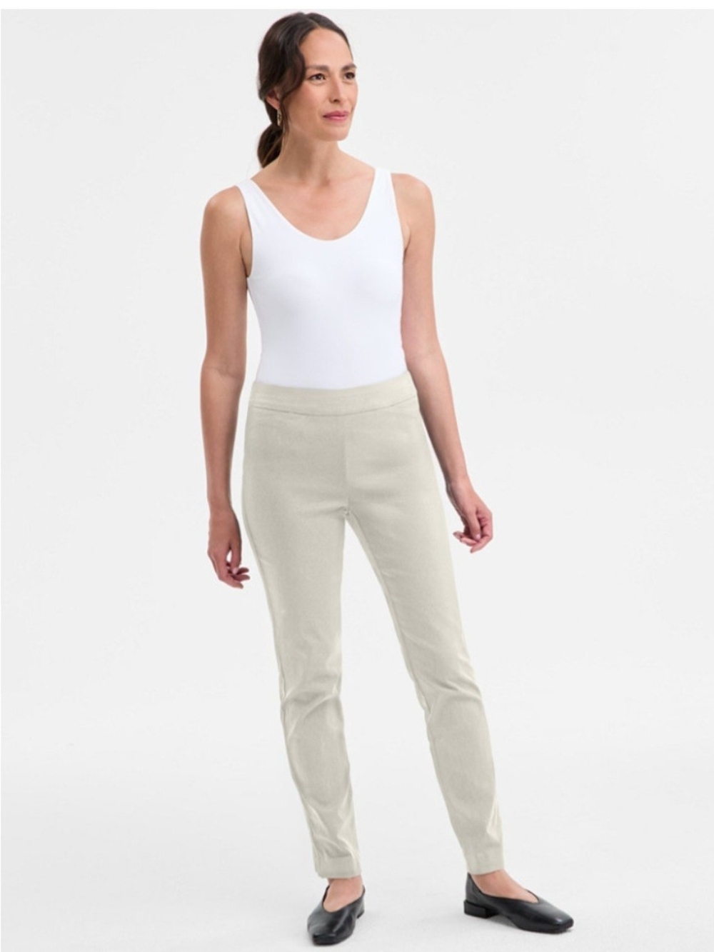 Women's Slim Pull-On Pants in Light Beige